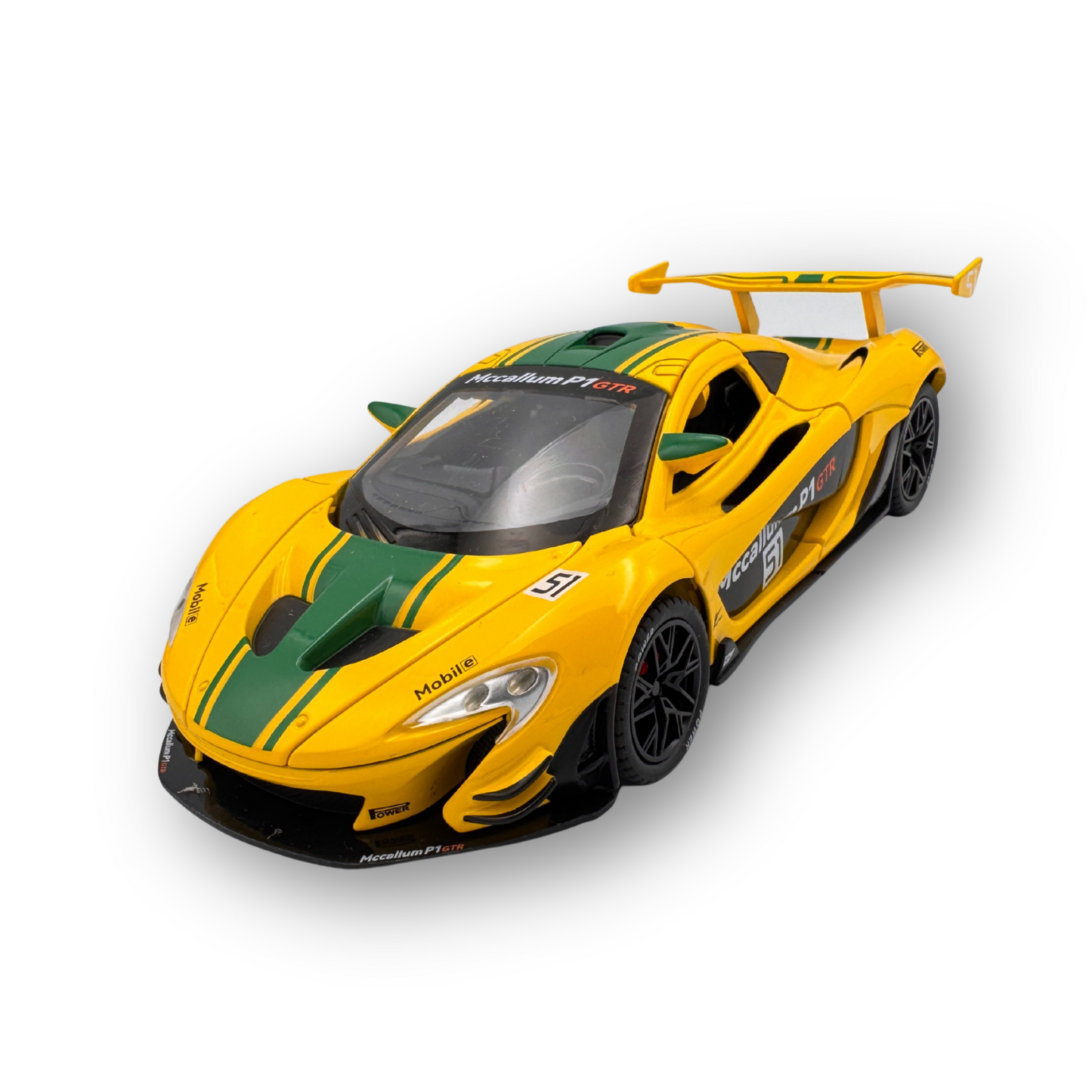 نموذج سيارة محاكاة ماكلارين P1 GTR Track Edition بمقياس 1:22 مع صوت وإضاءة قابلة للسحب