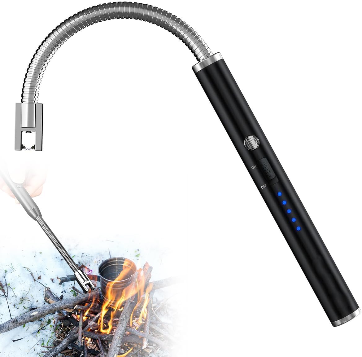 Electric Arc Lighter, Plasma Lighter Flameless Rechargeable USb Lighter Wind & Weatherproof Lighter For Kitchen, Barbecue, Candles, Fireworks, Gas Stove, Black,