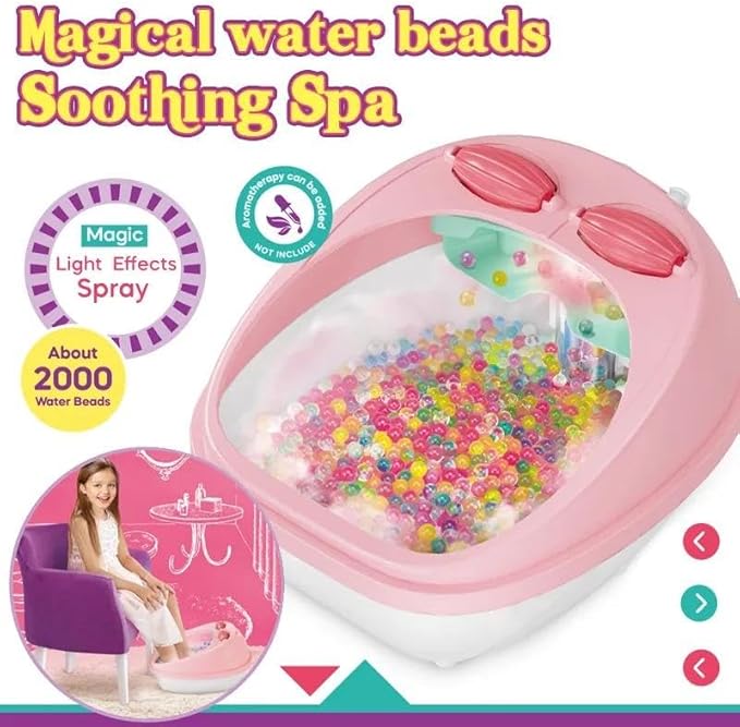 Girls Creator Soothing Spa Kit with Magical Water Beads, Light Effects, Salon-Style Pedicure Set, Ages 5+, Pink