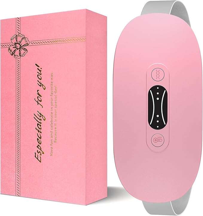 Portable Heating Pad for Period Cramps Cordless Menstrual Heating Pad with 3 Heat Levels and 3 Massage Modes, Birthday Gifts for Women and Girls (Pink)