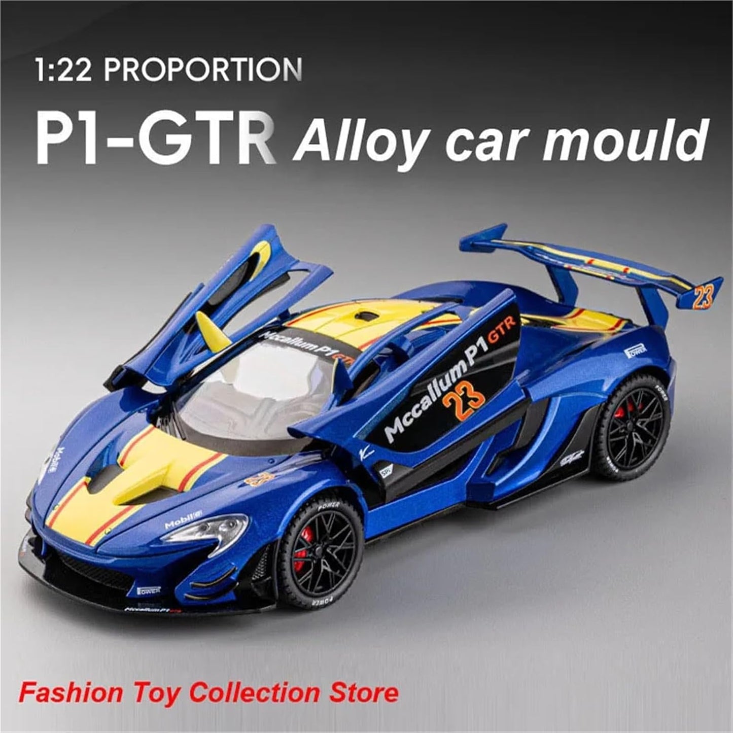 نموذج سيارة محاكاة ماكلارين P1 GTR Track Edition بمقياس 1:22 مع صوت وإضاءة قابلة للسحب