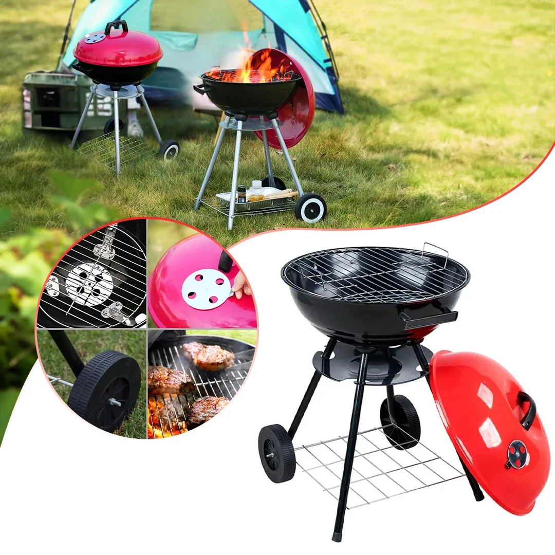 Portable Camping and Hiking BBQ Grill with Smoking Cover