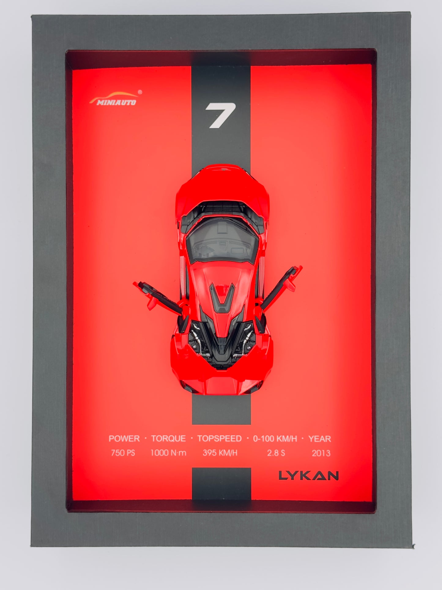 Haizol Metal Car Model 1:32 for Photo Frame Version Alloy Metal Sports Car Model Simulation Racing Car Model 3D Hanging Painting Die Cast Vehicles(Lykan)