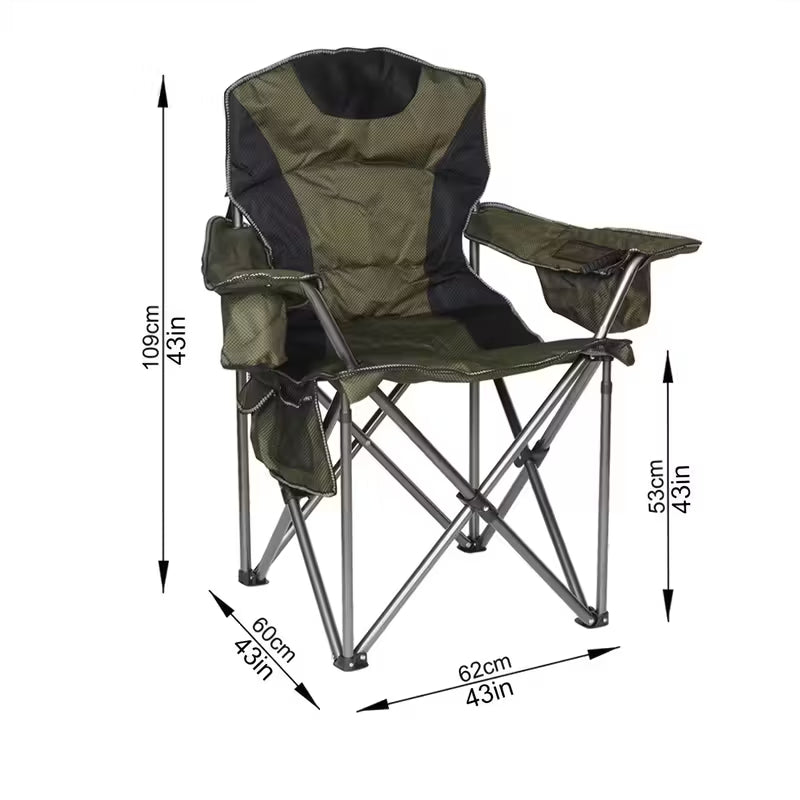 Folding Camping Chairs with Cooler Bag,Portable Lawn Chair w/Cup Holder, Carry Bag, Heavy Duty Outdoor Camp Chair for Adults,Perfect for Garden,Hiking,Picnics and Beach Trips,Forest