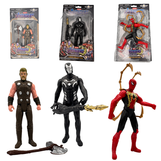 Haizol Action Figure Toy 3-Pack, Iron Man, 6-inch Figures, Spider-Man, Captain America, For Kids Ages 4 and Up