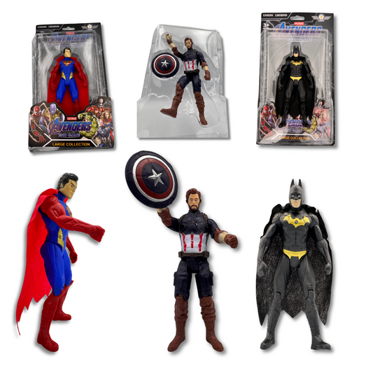 Haizol Action Figure Toy 3-Pack, Iron Man, 6-inch Figures, Spider-Man, Captain America, For Kids Ages 4 and Up