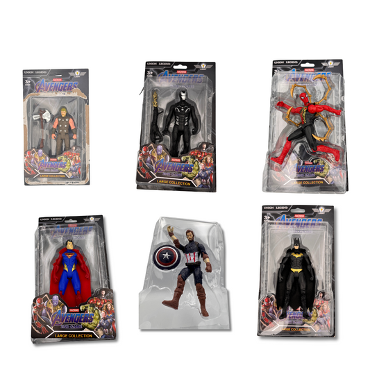 Haizol Action Figure Toy 6-Pack, Iron Man, 6-inch Figures, Spider-Man, Captain America, For Kids Ages 4 and Up