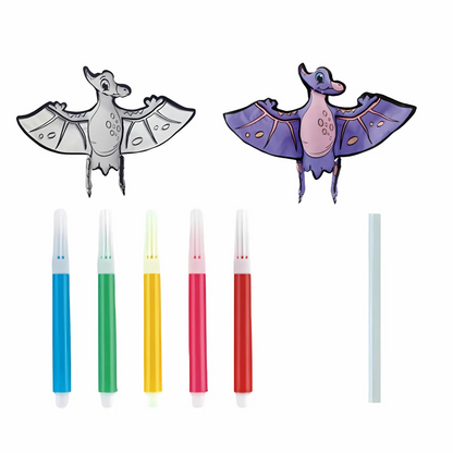 Dinosaur Shape Inflatable Drawing Balloon Kit for Kids DIY Hand Drawn Pterosaur Toy with Coloring Pens Customizable Party Kit
