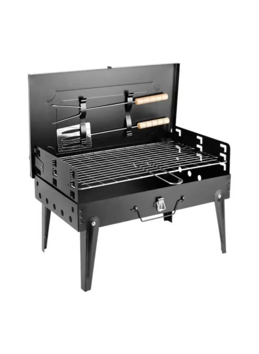 Barbecue Grill Stainless Steel Charcoal Grill With Lid Accessories Foldable Durable Outdoor