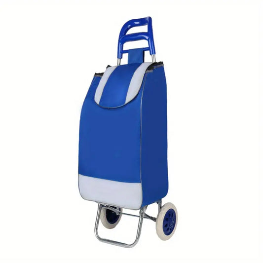 Folding Shopping Cart with Handle, Home Use, Oxford Fabric, Stainless Steel Frame, Outdoor Hand Trolley, Travel Accessory, Camping & Hiking Gear