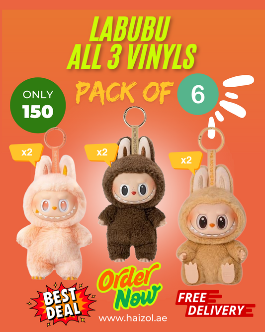 مجموعة LABUBU All 3 Vinyl المكونة من 6 قطع، قطعتان من Big into energy + قطعتان من Have a seat + قطعتان من Tasty Macarons – Surprise Vinyl