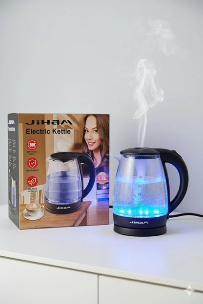 Electric Glass Kettle, 1500W, 1.8L, Strong Glass Body, 360° cordless electric jug, Overheat protection with Automatic cut-off, LED Indicator