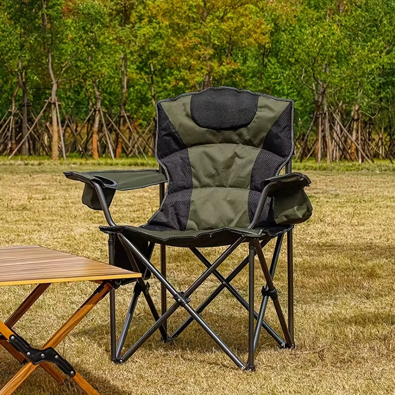 Folding Camping Chairs with Cooler Bag,Portable Lawn Chair w/Cup Holder, Carry Bag, Heavy Duty Outdoor Camp Chair for Adults,Perfect for Garden,Hiking,Picnics and Beach Trips,Forest
