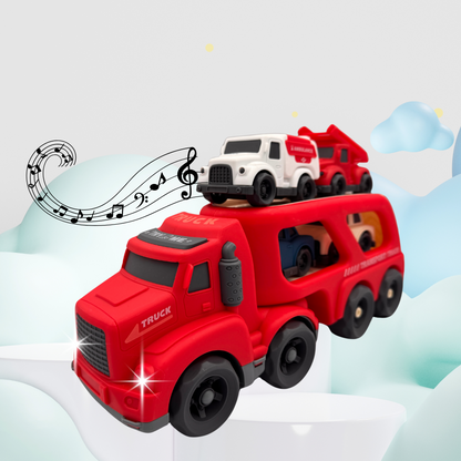 Haizol Toddler Carrier Truck Transport Vehicles Toys - 5 in 1,Lights and Music Kids Toy Cars for Toddlers 1-3