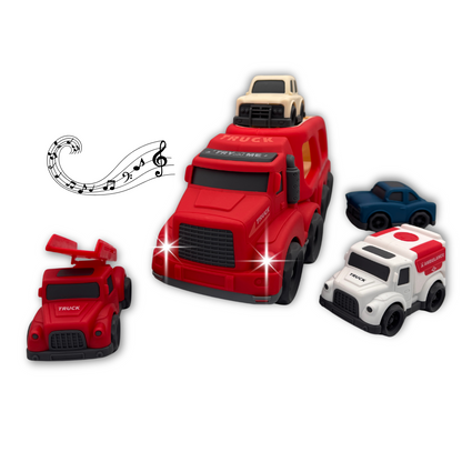 Haizol Toddler Carrier Truck Transport Vehicles Toys - 5 in 1,Lights and Music Kids Toy Cars for Toddlers 1-3