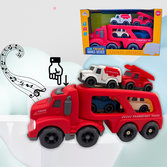 Haizol Toddler Carrier Truck Transport Vehicles Toys - 5 in 1,Lights and Music Kids Toy Cars for Toddlers 1-3
