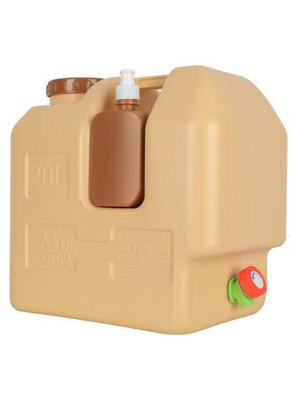 Camping water tank 20 Liter with tap and soap dispenser, plastic Water Container