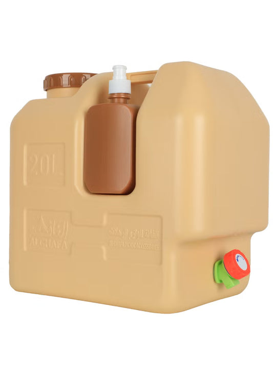 Camping water tank 20 Liter with tap and soap dispenser, plastic Water Container