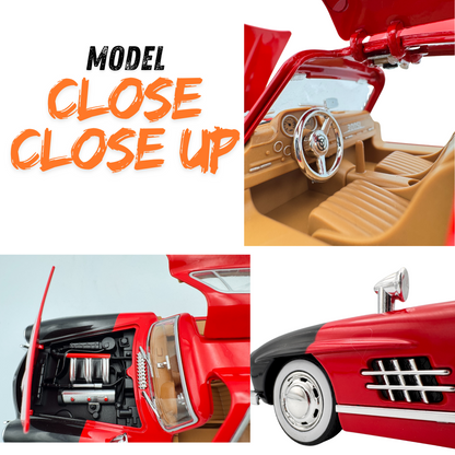 Haizol Benz 300SL Model Car 1:22 Scale, Pull Back Die-cast Vehicles, Collectible Cars with Sounds＆Lights