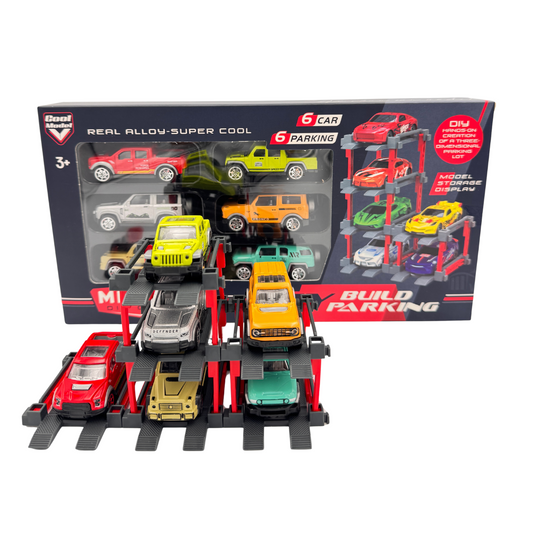 Haizol DIY Parking Garage Build 6 Cars high quality for kids above 3 years