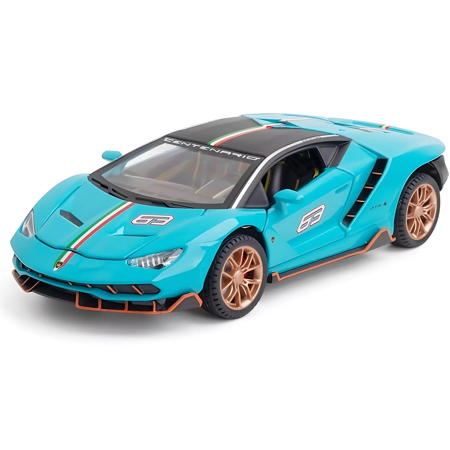 سيارة لامبورجيني LP770-4 بمقياس 1:24، سيارة محاكاة صوتية وإضاءة، باب مفتوح بالكامل، قابلة للسحب للخلف