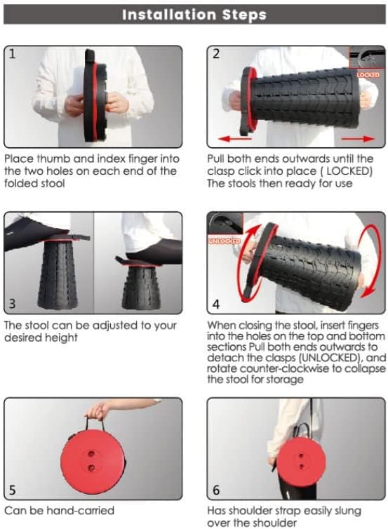 Portable Chair Folding Stool,Retractable Telescopic Camping Stools Lightweight Sturdy Seat Adjustable Collapsible(Blue)