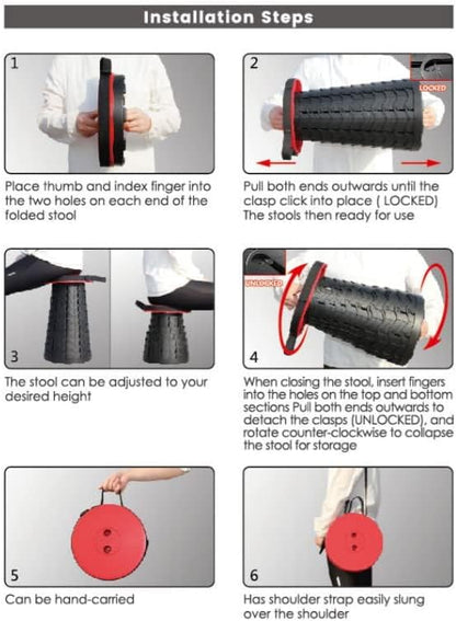 Portable Chair Folding Stool,Retractable Telescopic Camping Stools Lightweight Sturdy Seat Adjustable Collapsible(Blue)