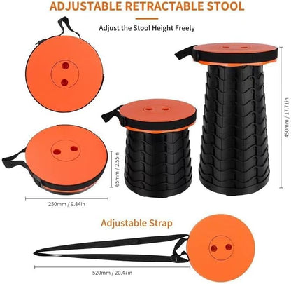 Portable Chair Folding Stool,Retractable Telescopic Camping Stools Lightweight Sturdy Seat Adjustable Collapsible(Blue)