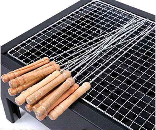 12Pcs Barbecue Skewer Stainless Steel Needles Sticker With Wooden Handle Outdoor Grill Accessories