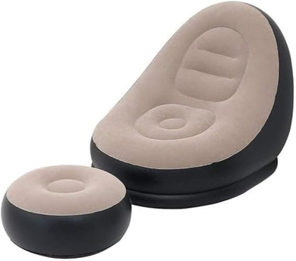 Inflatable Sofa Set with Ultra Lounge Air Furniture for Living Room & Outdoor, Portable Lazy Couch for Gaming, Reading, Movies, Camping, Vinyl Lounger with Foot Pump, Indoor/Outdoor Use