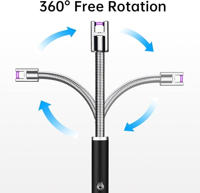 Electric Arc Lighter, Plasma Lighter Flameless Rechargeable USb Lighter Wind & Weatherproof Lighter For Kitchen, Barbecue, Candles, Fireworks, Gas Stove, Black,