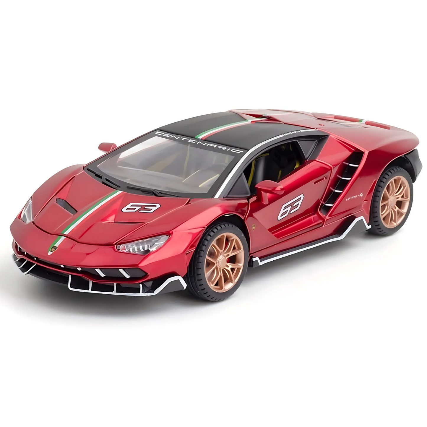 سيارة لامبورجيني LP770-4 بمقياس 1:24، سيارة محاكاة صوتية وإضاءة، باب مفتوح بالكامل، قابلة للسحب للخلف
