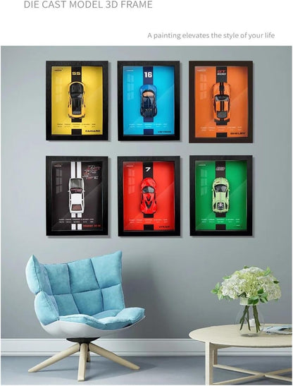 Haizol Metal Car Model 1:32 for Photo Frame Version Alloy Metal Sports Car Model Simulation Racing Car Model 3D Hanging Painting Die Cast Vehicles(Lykan)