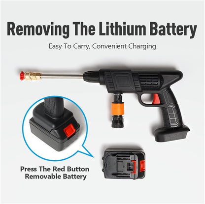 Dual battery Cordless Pressure Washer, 68V Li-ion Battery, 35cm Spray Lance, Portable Water Gun with Foam Bottle and Accessories