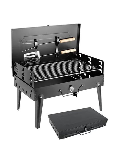 Barbecue Grill Stainless Steel Charcoal Grill With Lid Accessories Foldable Durable Outdoor 42*26*29 CM