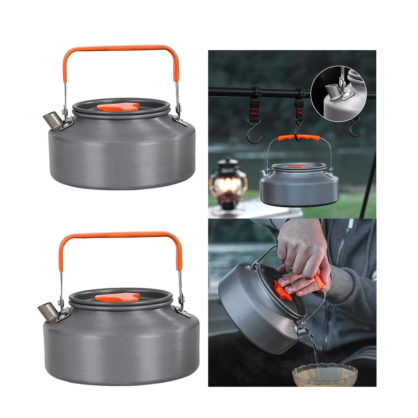 Camping Cooking Set with Tea Kettle Storage Bag Frying Pan Portable Camping Cookware Set for 2 to 3 People Camping Cookware
