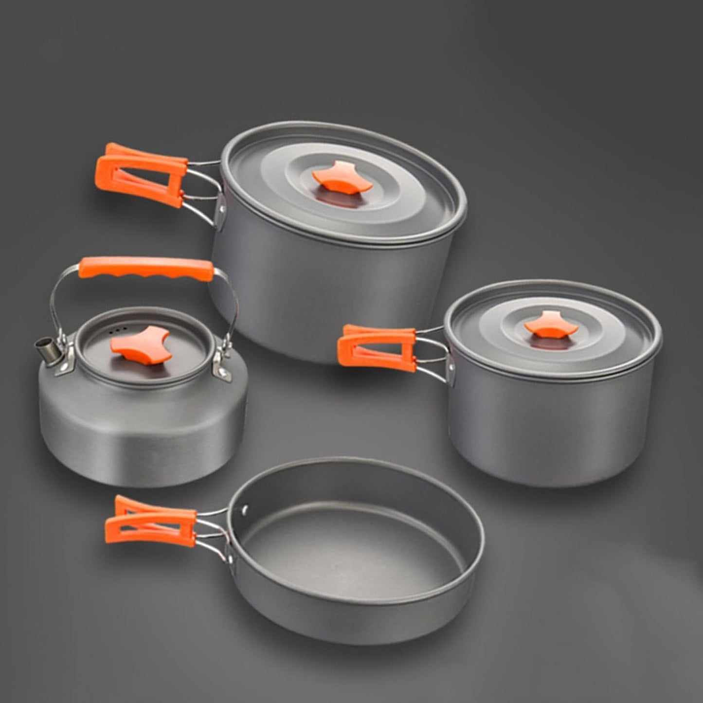 Camping Cooking Set with Tea Kettle Storage Bag Frying Pan Portable Camping Cookware Set for 2 to 3 People Camping Cookware