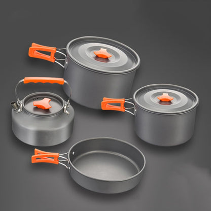 Camping Cooking Set with Tea Kettle Storage Bag Frying Pan Portable Camping Cookware Set for 2 to 3 People Camping Cookware