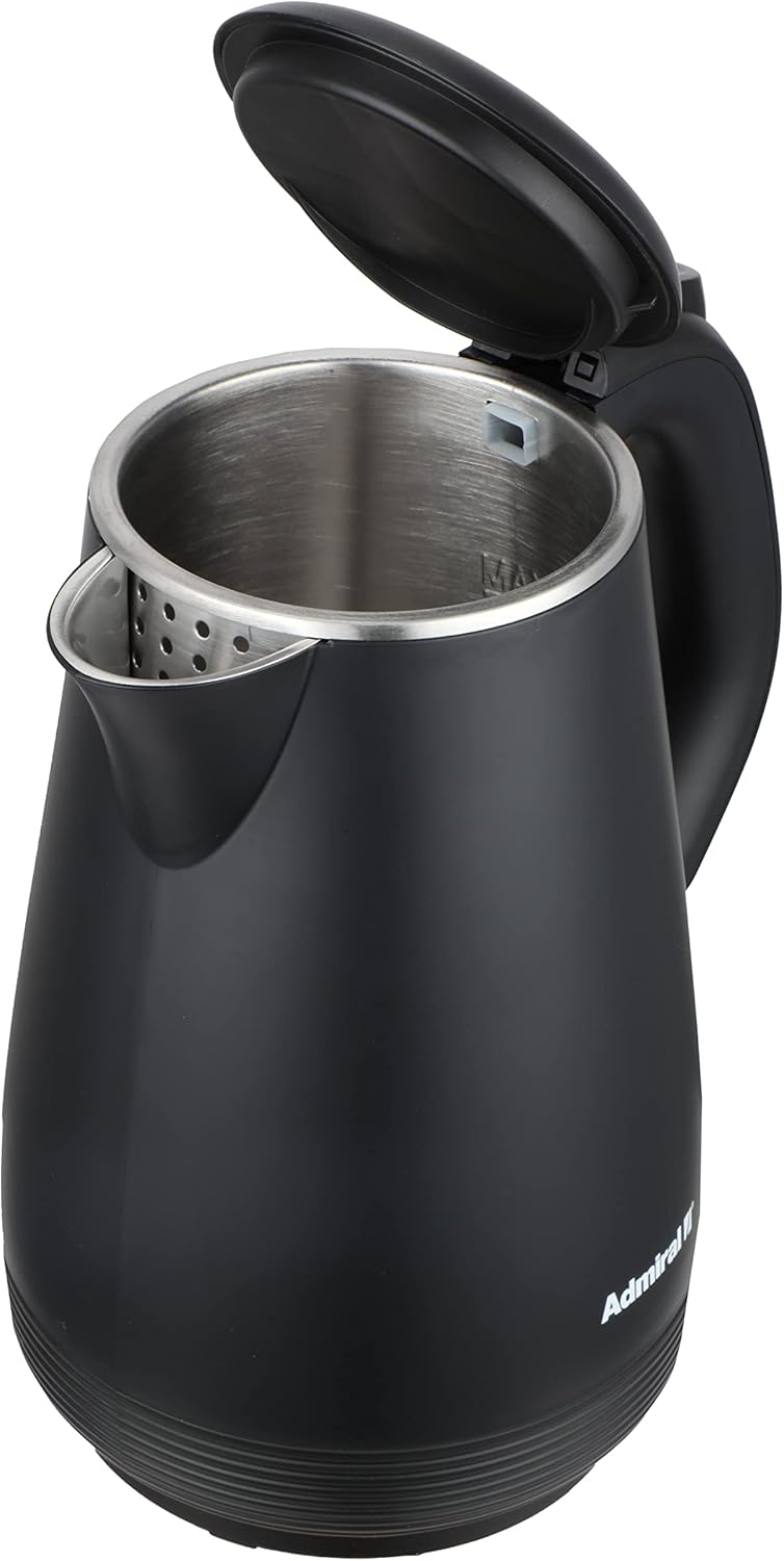 Admiral Electric Kettle 1L, With Open Lid Opening Function, Double Layered, Boil Dry Protection, Black, 1 Year Warranty