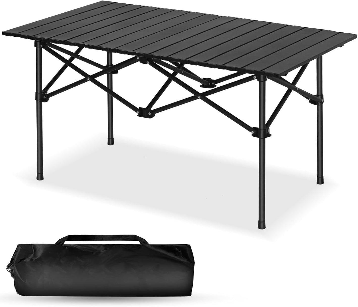 Outdoor Camping Folding Table，Lightweight Folding Table with Aluminum Table Top and Carry Bag, Easy to Carry, Perfect for Outdoor, Picnic, Cooking, Beach, Hiking, Fishing（95×57×50cm）