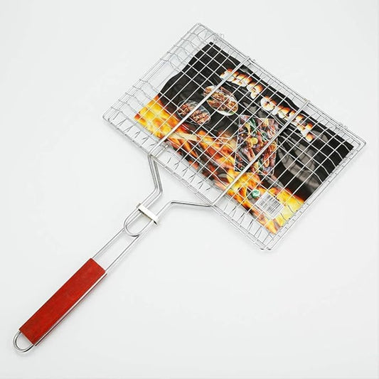 BBQ Grill Basket, Fish Grill Basket with Handle- Stainless Steel Grilling Basket with Removable Handle - Perfect for Fish, Meat, Chicken, Vegetables, Steak, Shrimp and More