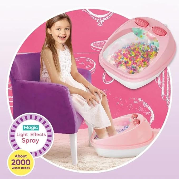 Girls Creator Soothing Spa Kit with Magical Water Beads, Light Effects, Salon-Style Pedicure Set, Ages 5+, Pink