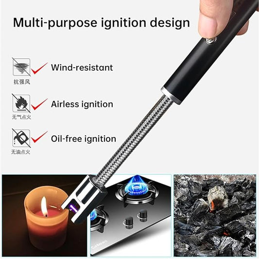 Electric Arc Lighter, Plasma Lighter Flameless Rechargeable USb Lighter Wind & Weatherproof Lighter For Kitchen, Barbecue, Candles, Fireworks, Gas Stove, Black,