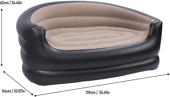Inflatable Sofa, Folding Inflatable Sofa, Two Seater Armchair for Adults, Comfortable Portable Air Sofa with 2 Repair Patches for Living Room, Patio, Camping