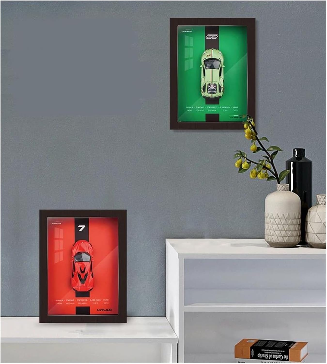 Haizol Metal Car Model 1:32 for Photo Frame Version Alloy Metal Sports Car Model Simulation Racing Car Model 3D Hanging Painting Die Cast Vehicles(Lykan)