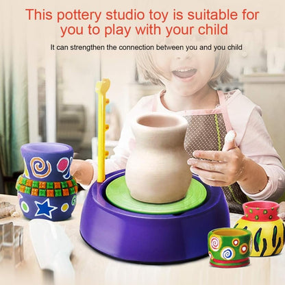 Kids Electric Pottery Wheel Kit, Complete DIY Clay Craft Studio with Air-Dry Clay, Tools, and Mini Pottery Machine, Educational Art Toy for Children, for Ages 8+, Home
