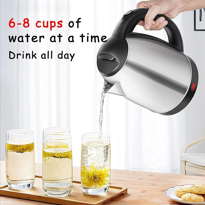 generic Electric Kettle, 2L Stainless Steel Tea Kettle, Water Warmer With Auto Shut Off And Boil Dry Protection Tech, BPA Free Cordless Water Boiler For Coffee, Tea, Beverages