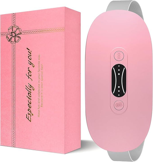 Portable Heating Pad for Period Cramps Cordless Menstrual Heating Pad with 3 Heat Levels and 3 Massage Modes, Birthday Gifts for Women and Girls (Pink)
