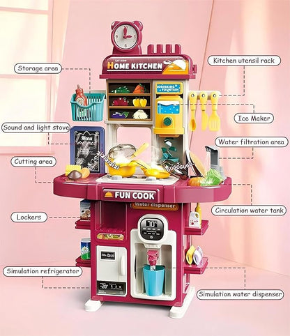 Kids Kitchen Playset 2 in 1,Cooking and Surpermarket Pretend Play Interactive Station with Sink, Water, Steam, Sound, Accessories (83 Pcs) - For Kids Toddlers 3-5