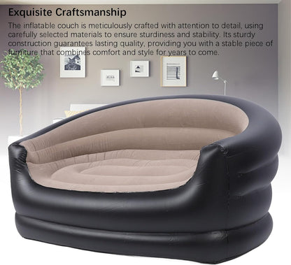 Inflatable Sofa, Folding Inflatable Sofa, Two Seater Armchair for Adults, Comfortable Portable Air Sofa with 2 Repair Patches for Living Room, Patio, Camping